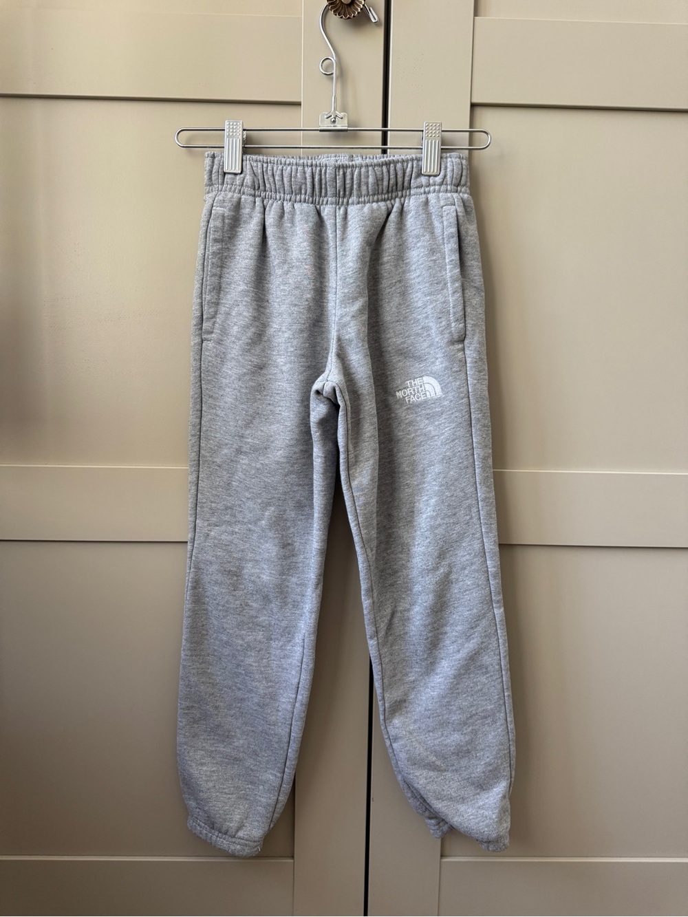 The North Face Kids Gray Fleece Joggers with Logo